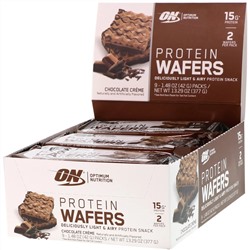Optimum Nutrition, Протеиновые вафли, шоколадный крем, 9 упаковок, 42 г (1,48 унции) каждая