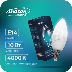 Лампа cветодиодная Luazon Lighting, C37, 10 Вт, E14, 840 Лм, 4000 К, дневной свет