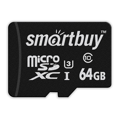 Карта флэш-памяти MicroSD 64 Гб Smart Buy +SD адаптер (class 10) PRO U3 R/W:90/70 MB/s