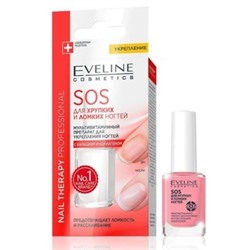 Eveline Nail Therapy Professional SOS Мультивитаминный препарат для укрепления ногтей с кальцием и коллагеном, для хрупких и ломких ногтей,12 мл