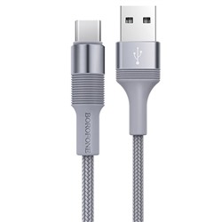 Кабель USB - Type-C Borofone BX21 Outstanding (повр. уп.)  100см 3A  (gray)