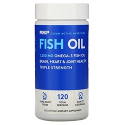 RSP Nutrition, рыбий жир, 1250 мг омега-3, 120 мягких таблеток