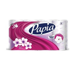 Papia Туалетная бумага 3-х слойная 8шт Балийский цветок