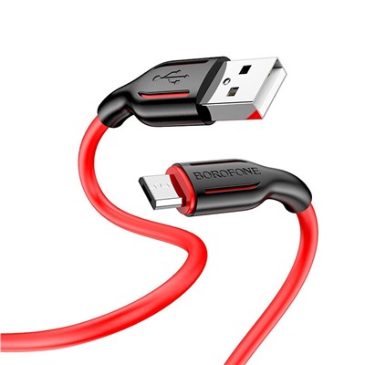 Кабель USB - micro USB Borofone BX63  100см 2,4A  (black/red)