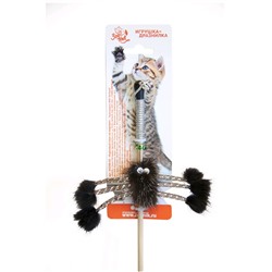 Дразнилка-удочка для кошек  "Зооник" "Норковый паук", 50 см, натуральный мех, микс цветов