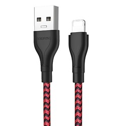 Кабель USB - Apple lightning Borofone BX39 Beneficial (повр. уп)  100см 2,4A  (black/red)