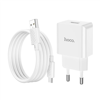 Адаптер Сетевой с кабелем Hoco C106A Leisure USB 2,1A/10W (USB/Micro USB) (white)