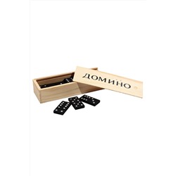 Домино (пластиковые фишки) в деревянной коробке 14x5 см (Арт. P00070)