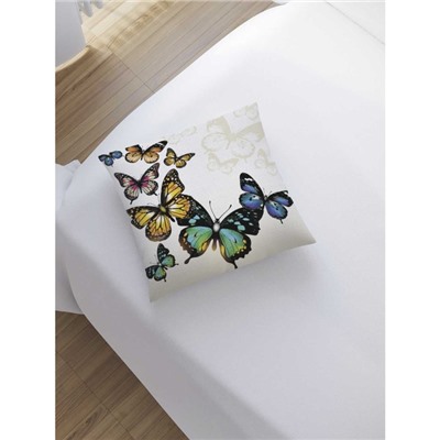 Наволочка декоративная «Бабочки на сером фоне», размер 45 х 45 см, вшитая молния