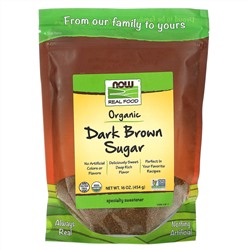 Now Foods, Real Foods, органический коричневый сахар, 454 г (16 унций)