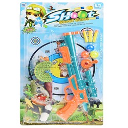 Оружие "Охотник" с набором животных, мягкими пулями и шариками, на листе