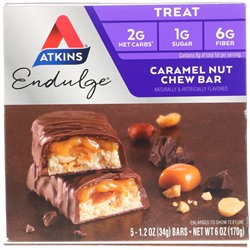Atkins, Endulge, батончики с карамелью и орехами, 5 шт. по 34 г (1,2 унции)