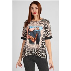 Леопардовая блузка с коротким рукавом