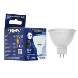 Лампа светодиодная TOKOV ELECTRIC, 7 Вт, Soffit, 4000 К, GU5.3, 176-264В