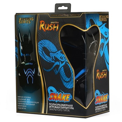 Компьютерная гарнитура Smart Buy SBHG-1000 RUSH SNAKE игровая (black/blue)