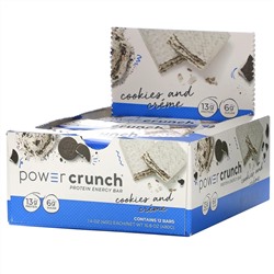 BNRG, Энергетический белковый батончик Power Crunch Original, печенье с кремом, 12 батончиков, вес каждого 40 г (1,4 унции)
