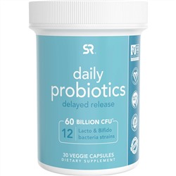 Sports Research, пробиотики с отсроченным высвобождением для ежедневного приема, 60 млрд КОЕ, 30 растительных капсул