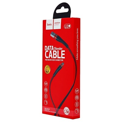 Кабель USB - micro USB - U39 (повр. уп)  120см 2,4A  (red/black)