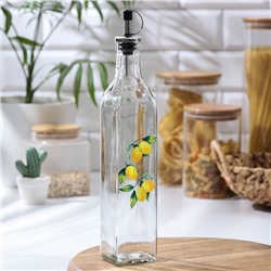 Бутылка стеклянная для соусов и масла Доляна «Лимоны», 500 мл, 6×29 см