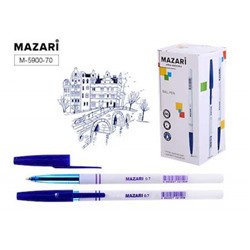 Ручка шариковая 0.7мм синяя, корпус белый M-5900-70 Mazari