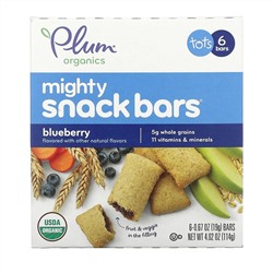 Plum Organics, Mighty Snack Bars, для малышей, голубика, 6 батончиков по 19 г (0,67 унции) каждый