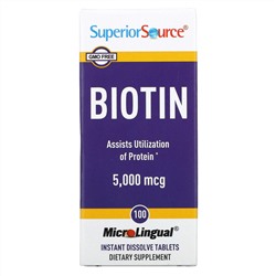 Superior Source, Biotin, 5,000 mcg, 100 Tablets