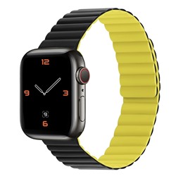 Ремешок - ApW32 Apple Watch 38/40/41мм силикон на магните (black/yellow)