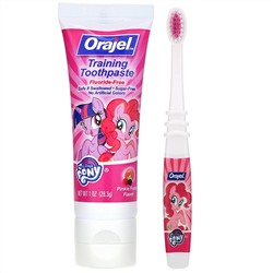 Orajel, My Little Pony, тренировочная зубная паста с зубной щеткой, без фтора, для детей от 3 месяцев до 4 лет, фруктовый вкус, 28,3 г (1 унция)