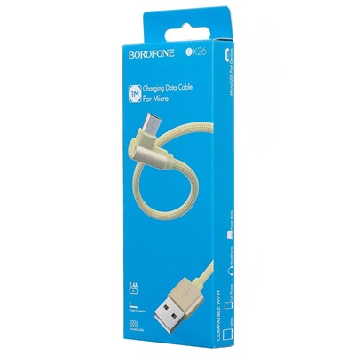 Кабель USB - micro USB Borofone BX26 Express (повр. уп)  100см 2,4A  (gold)