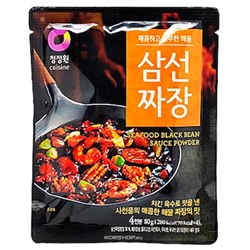 Основа для соуса из черных бобов Чачжан, вкус морепродуктов «Seafood black bean sauce powder» Daesang, Корея, 80 г Акция