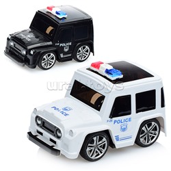 Машина "Полиция" с круглыми фарами, черная/белая, в ассортименте, в пакете