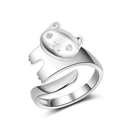 Безразмерное кольцо "Котенок", Crystal Shik