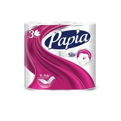 Papia Туалетная бумага 3-х слойная 4шт Белая