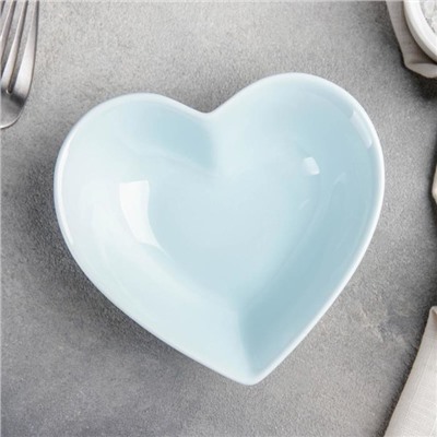 Салатник керамический Доляна «Сердце», 130 мл, 12,5×11,5 см, цвет голубой