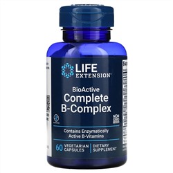 Life Extension, полный биоактивный комплекс витаминов группы B, 60 вегетарианских капсул