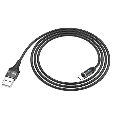 Кабель USB - micro USB Hoco U76 Fresh магнитный (повр. уп)  120см 2A  (black)