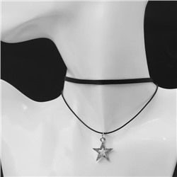 Чокер "Двойной" с нитью, звезда, цвет бело-чёрный в серебре, L=40см