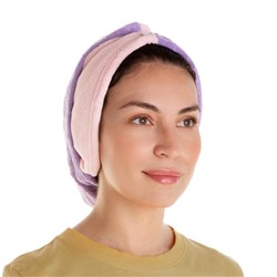 Чалма для сушки волос Этель «Двухцветная», цв.розовый/фиолетовый, 65*25 см, 100% п/э