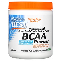 Doctor's Best, BCAA, растворимый порошок, без добавок, 300 г (10,6 унции)