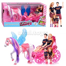 Карета "Семейная прогулка" с лошадкой и куклой, в коробке