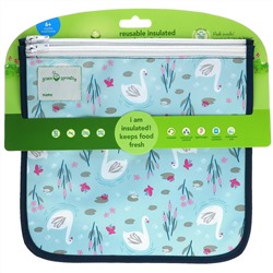 Green Sprouts, Reusable Insulated Sandwich Bags, 6+ Month, Aqua Swan, 2 Pack