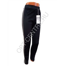 L07-1 Нарис Модные комфортные  велюровые женские брюки с лампасом из люрекса