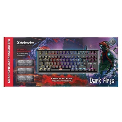 Клавиатура Defender Dark Arts GK-375 механическая игровая с подсветкой USB (black)