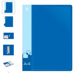 Папка с боковым зажимом пластиковая -PZ07CBLUE 0.7мм синяя с карманом (816854) Бюрократ