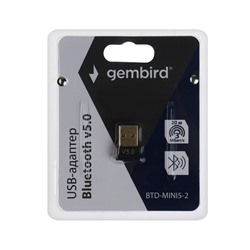 Адаптер Bluetooth Gembird BTD-MINI5-2, USB, v.5.0, 20 метров, черный