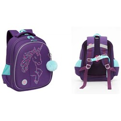 Рюкзак школьный RAz-486-7/1 "Единорог" фиолетовый 28х36х20 см GRIZZLY