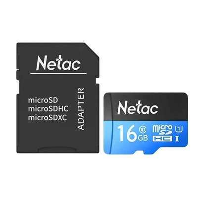 Карта флэш-памяти MicroSD 16 Гб Netac P500  Standard  UHS-I (90 Mb/s) + SD адаптер (Class 10)