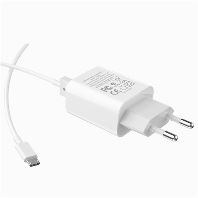 Адаптер Сетевой с кабелем Hoco C62A Victoria (повр.уп) 2USB 2,1A/10W (USB/Micro USB) (white)