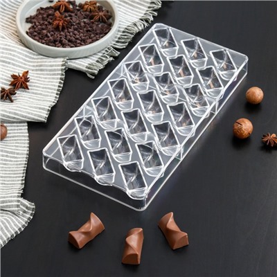 Форма для шоколада KONFINETTA «Плетёный батон», 27,5×17,5×2,5 см, 21 ячейка (3,5×1,5×1,5 см)