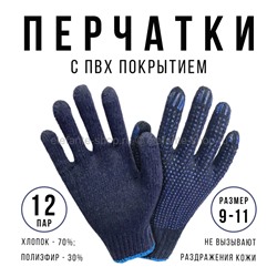 Перчатки хозяйственные синие 12 пар #12